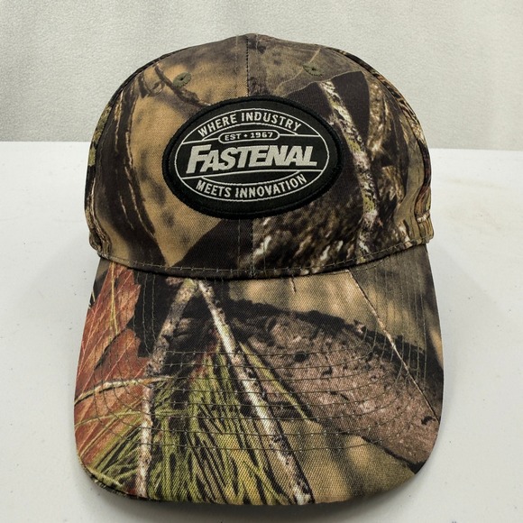 Fastenal Baseball Hat Mens OSFM Camo Green Brown Real Tree Adjustable Logo Cap